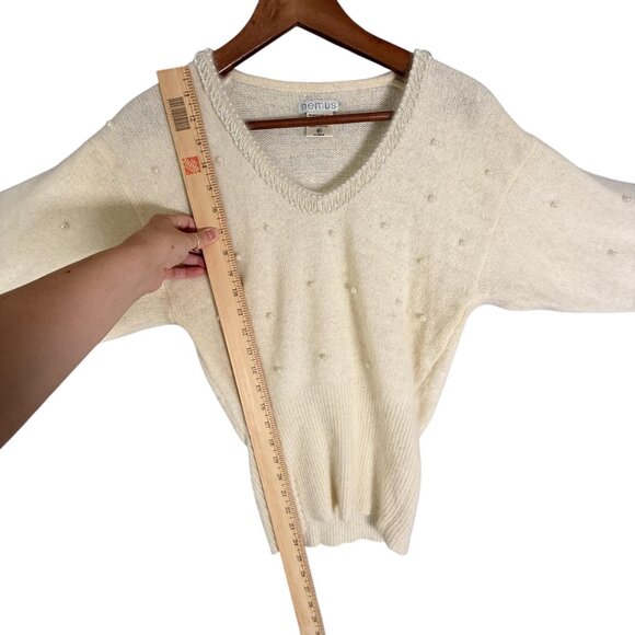 Vintage Angora Lambswool Sweater Pearl Beads Coquette Romantic S - Picture 5 of 7